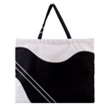 White and black abstraction Zipper Large Tote Bag