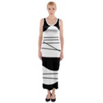 White and black waves Fitted Maxi Dress