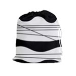 White and black waves Drawstring Pouches (Extra Large)