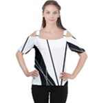 White and Black  Women s Cutout Shoulder Tee
