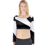 White and black decorative design Long Sleeve Crop Top