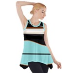 Cyan, black and white waves Side Drop Tank Tunic