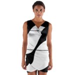 White and black shadow Wrap Front Bodycon Dress
