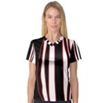 White, red and black lines Women s V-Neck Sport Mesh Tee