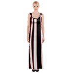 White, red and black lines Maxi Thigh Split Dress