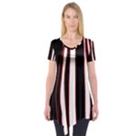 White, red and black lines Short Sleeve Tunic 