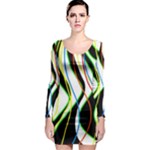 Colorful lines - abstract art Long Sleeve Bodycon Dress