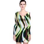 Colorful lines - abstract art Long Sleeve Velvet Bodycon Dress