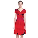 Halloween landscape Short Sleeve Front Wrap Dress