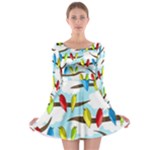 Parrots flock Long Sleeve Skater Dress