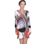 Abstract Orb in Orange, Purple, Green, and Black Long Sleeve Nightdress