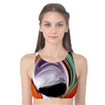 Abstract Orb in Orange, Purple, Green, and Black Tank Bikini Top