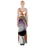 Abstract Orb in Orange, Purple, Green, and Black Maxi Thigh Split Dress