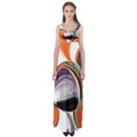 Abstract Orb in Orange, Purple, Green, and Black Empire Waist Maxi Dress