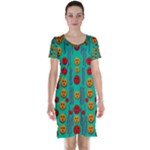 Pumkins Dancing In The Season Pop Art Short Sleeve Nightdress