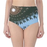 Sun-Ray Swirl Design High-Waist Bikini Bottoms