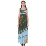 Sun-Ray Swirl Design Empire Waist Maxi Dress