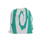 Aqua Blue and White Swirl Design Drawstring Pouches (Large) 