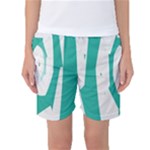 Aqua Blue and White Swirl Design Women s Basketball Shorts