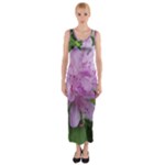 Purple Rhododendron Flower Fitted Maxi Dress