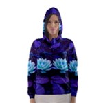 Lotus Flower Magical Colors Purple Blue Turquoise Hooded Wind Breaker (Women)