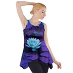 Lotus Flower Magical Colors Purple Blue Turquoise Side Drop Tank Tunic