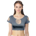 The Moon and blue sky Short Sleeve Crop Top (Tight Fit)