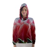 Red - White Tulip flower Hooded Wind Breaker (Women)