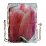 Red - White Tulip flower Drawstring Bag (Large)