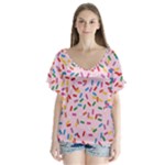 Foodpaper01 05 V-Neck Flutter Sleeve Top