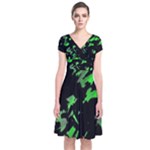 Painter was here - green Short Sleeve Front Wrap Dress