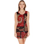 Red and brown abstraction Sleeveless Bodycon Dress