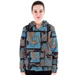 Blue and brown abstraction Women s Zipper Hoodie