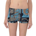 Blue and brown abstraction Reversible Boyleg Bikini Bottoms