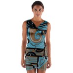 Blue and brown abstraction Wrap Front Bodycon Dress