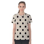 Polka Dots - Black on Pearl Brown Women s Cotton Tee