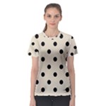 Polka Dots - Black on Pearl Brown Women s Sport Mesh Tee