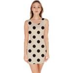 Polka Dots - Black on Pearl Brown Bodycon Dress