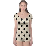 Polka Dots - Black on Pearl Brown Boyleg Leotard (Ladies)