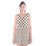 Polka Dots - Black on Pearl Brown Scoop Neck Skater Dress
