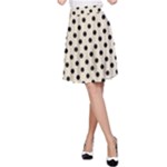 Polka Dots - Black on Pearl Brown A-Line Skirt
