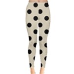 Polka Dots - Black on Pearl Brown Women s Leggings