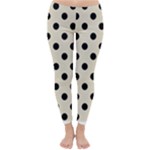 Polka Dots - Black on Pearl Brown Winter Leggings