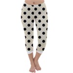 Polka Dots - Black on Pearl Brown Capri Winter Leggings