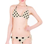 Polka Dots - Black on Pearl Brown Bikini Set