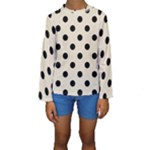 Polka Dots - Black on Pearl Brown Kid s Long Sleeve Swimwear