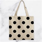 Polka Dots - Black on Pearl Brown Zipper Grocery Tote Bag