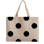 Polka Dots - Black on Pearl Brown Zipper Mini Tote Bag