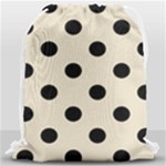 Polka Dots - Black on Pearl Brown Drawstring Bag (Large)