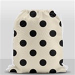 Polka Dots - Black on Pearl Brown Drawstring Bag (Small)